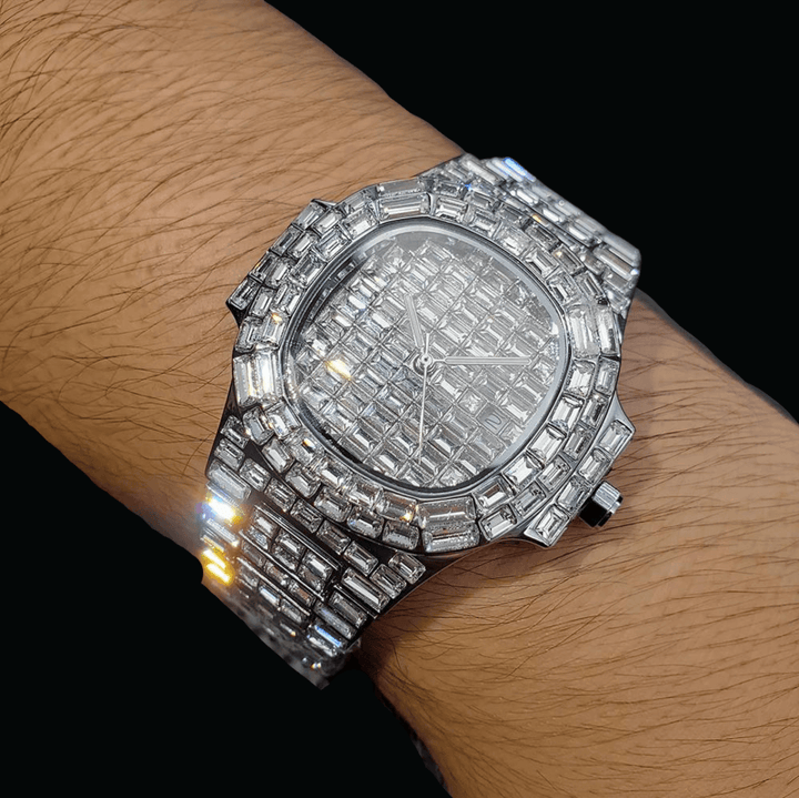 18K Fully Lab Diamond Covered Men's Luxurious Watch - Icey Pyramid