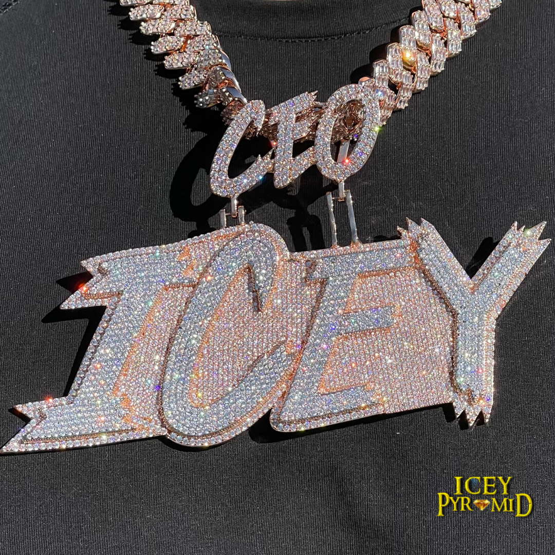 CEO of Your Letter Be Your Own Boss PersonalizedTwo Tone Iced Out Luxury Pendant
