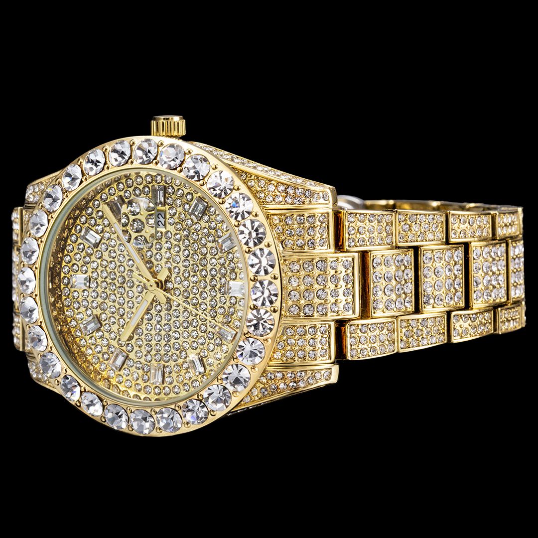 Double Diamond For Numerals and Cover Bling Iced Out Watch