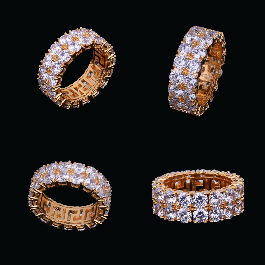 Shine w Tennis Edition Two Rows Solitaire Couples Luxury Rings