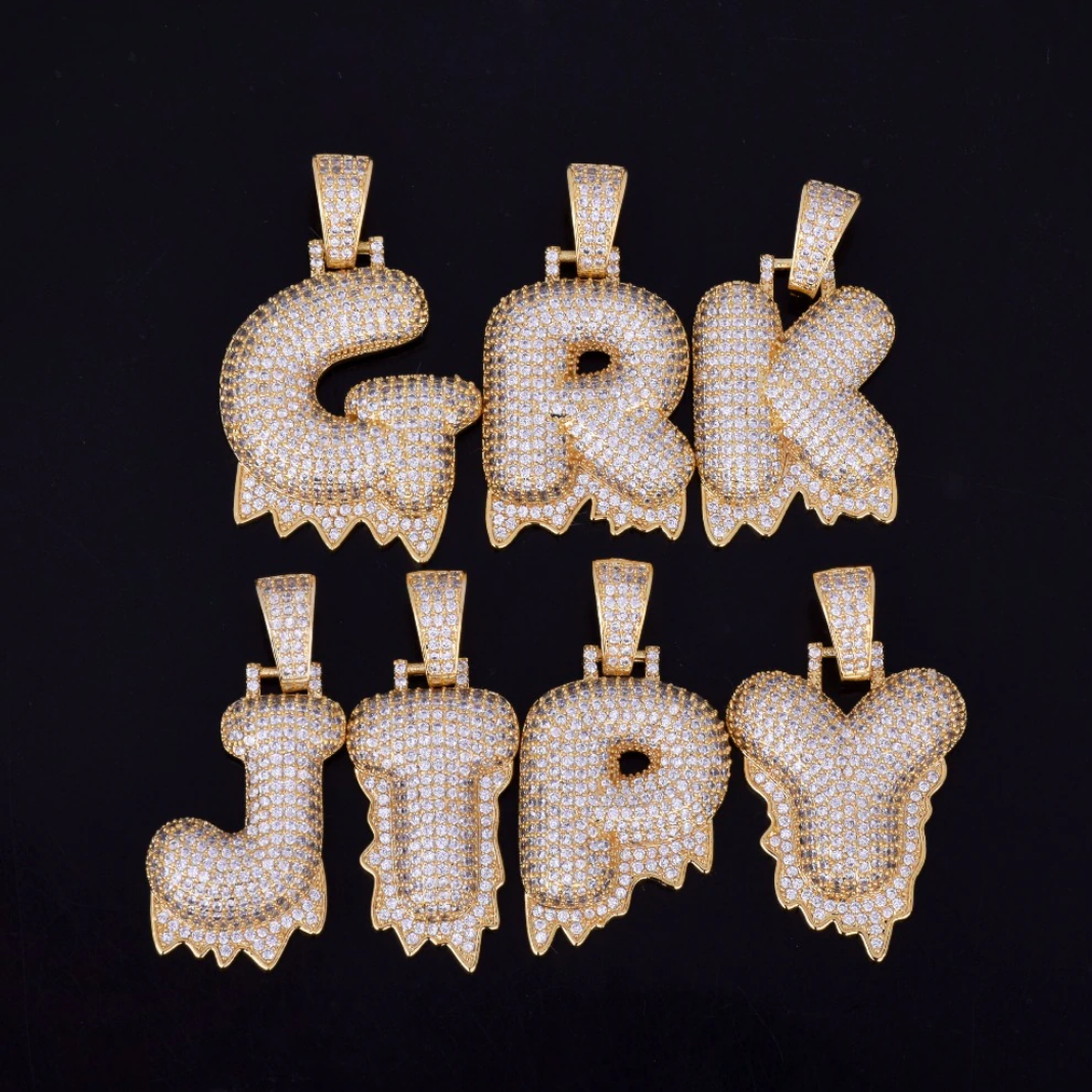 Custom Name Drippy Letter Chain Pendant