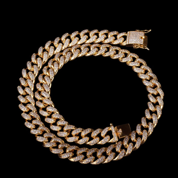 12MM Cuban Link Iced Out Diamond Necklace Chain