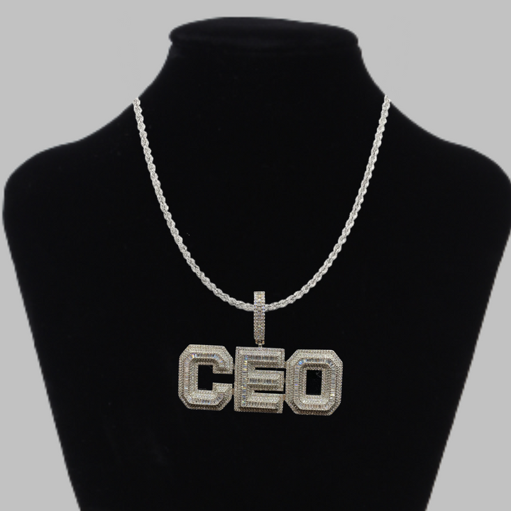 CEO v2 Iced Out Letter Diamond Pendant Necklace