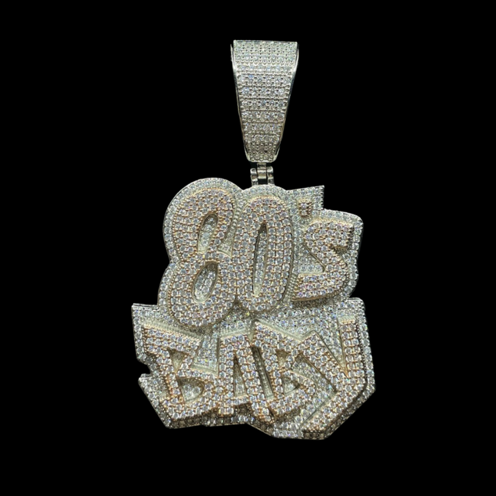 80's BABY Two Tone Iced Out Letter Diamond Pendant Necklace