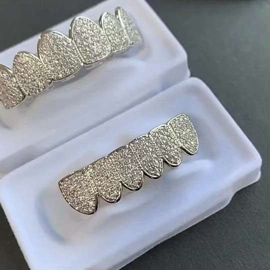 Simulated 6 Top and Bottom Iced Out Bling Grillz
