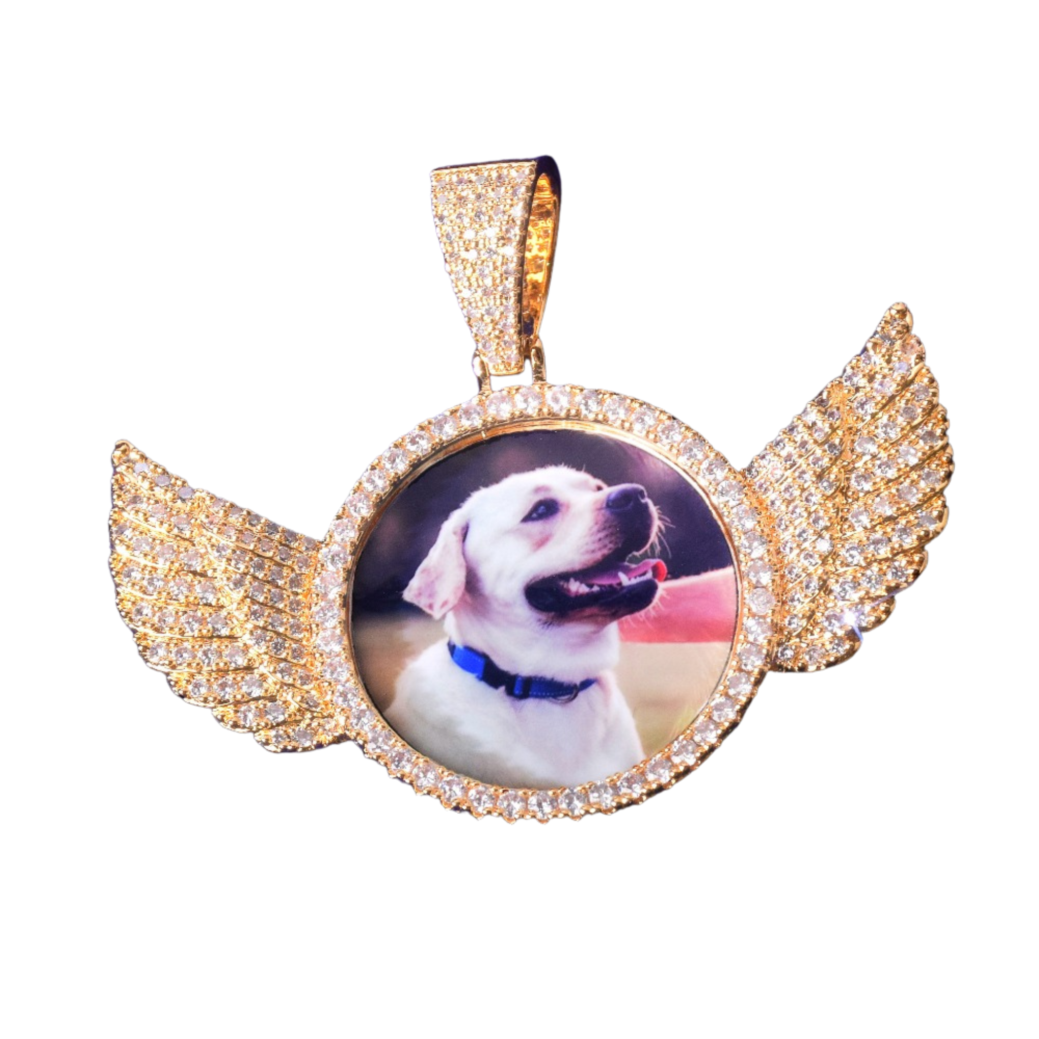 Wings Pave Charm Tennis Custom Photo Picture Pendant Necklace