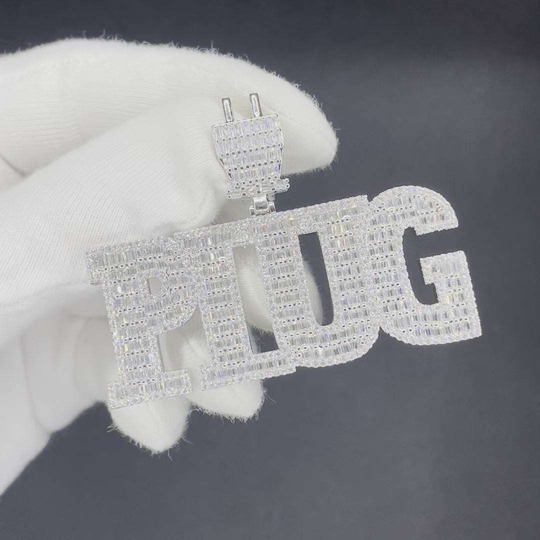 PLUG Special Bail Iced Out Letter Diamond Pendant
