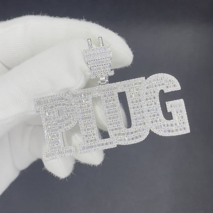 PLUG Special Bail Iced Out Letter Diamond Pendant Necklace