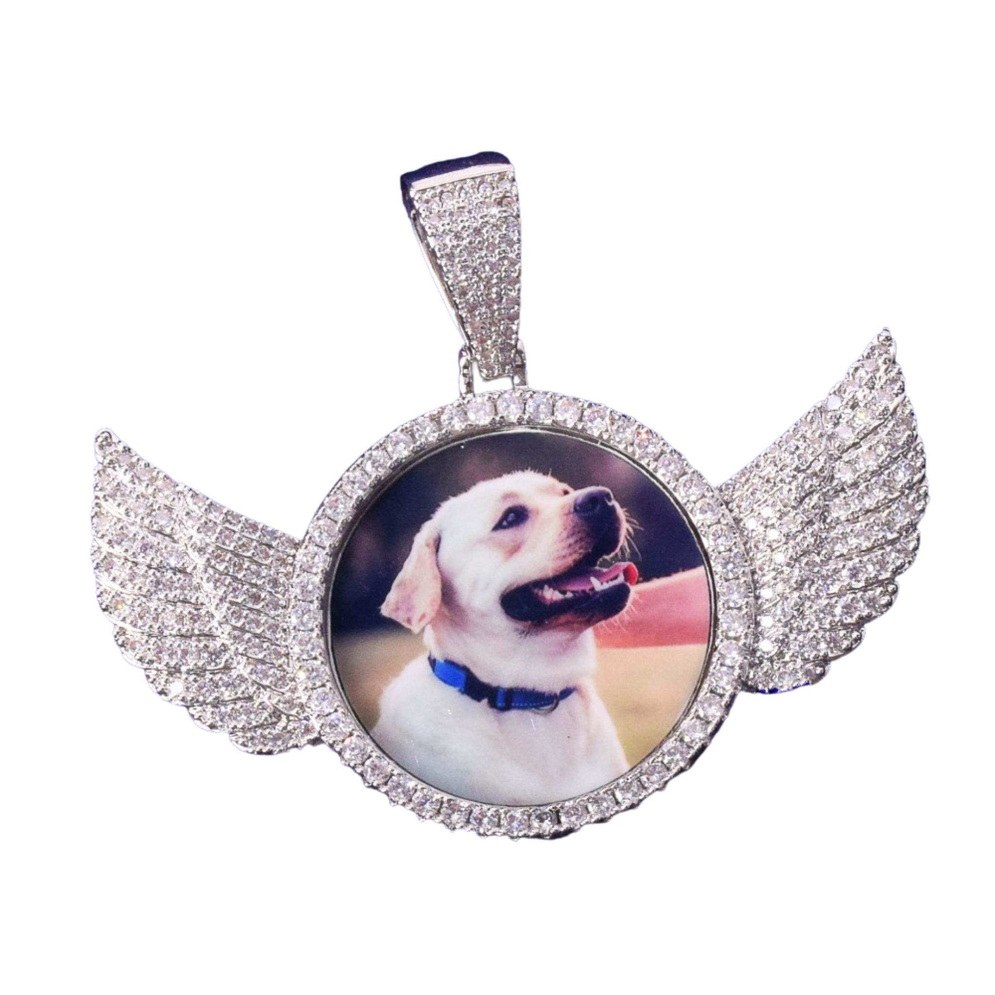 Wings Pave Charm Tennis Custom Photo Picture Pendant Necklace