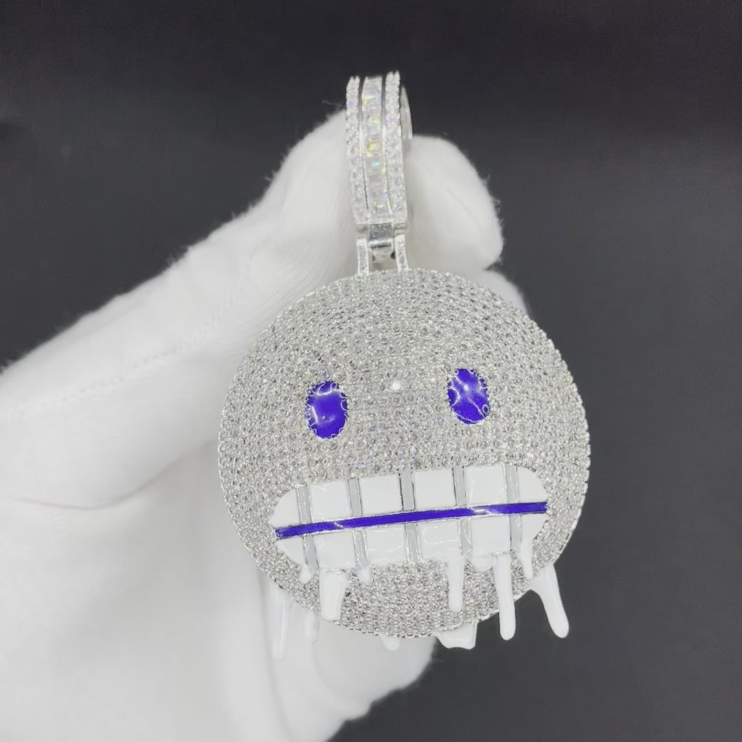 Iceman Blue Eyed Drippy Mouth Iced Out Diamond Pendant