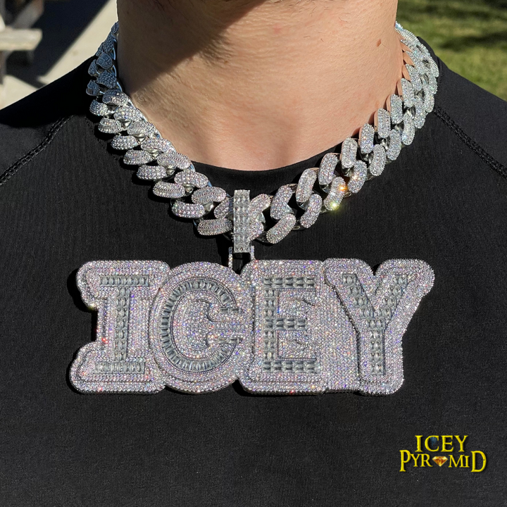 Overflow Stones Loaded with Diamond Iced Out Personalized Custom Name Necklace Pendant