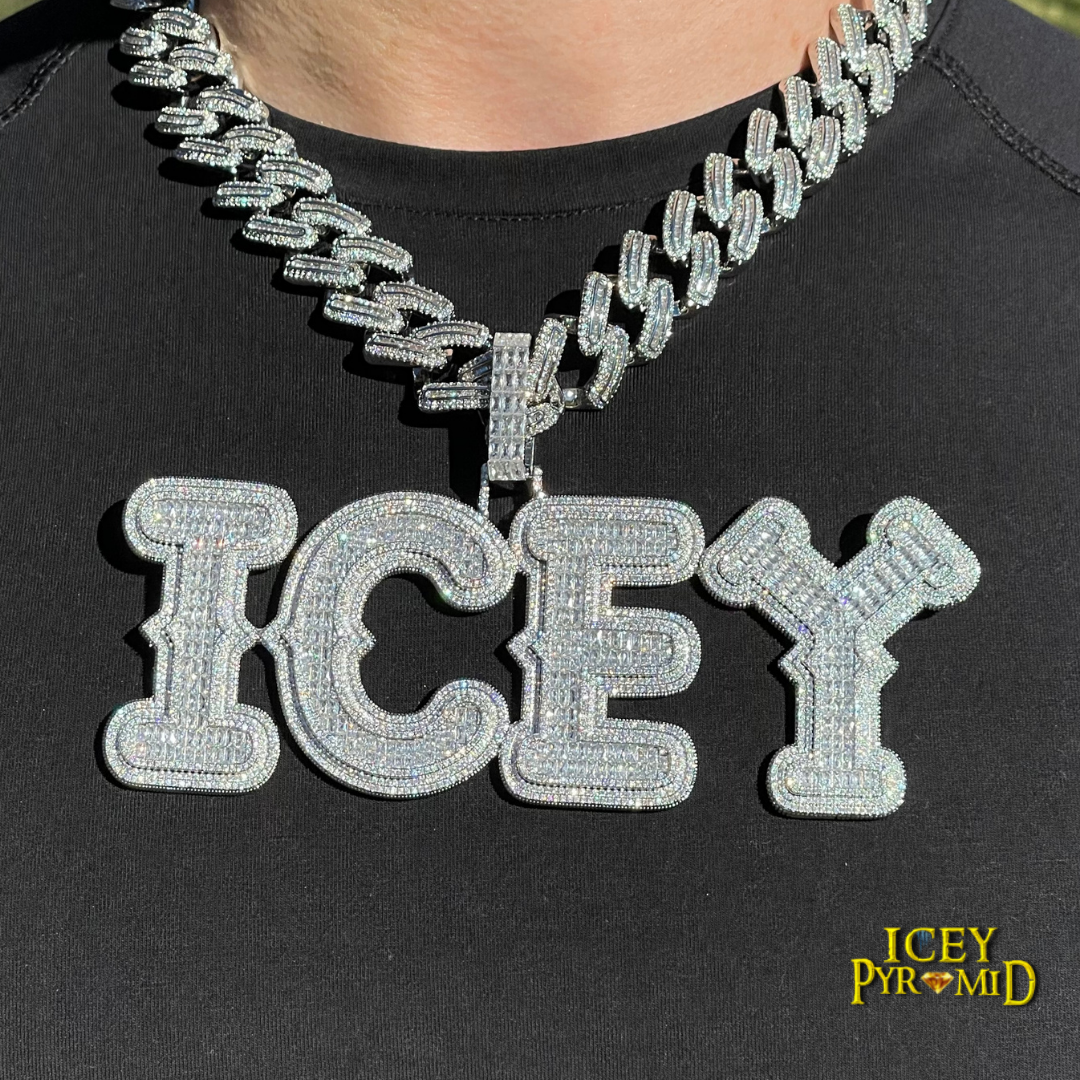 Cursive Iced Out Personalized Custom Name Necklace Pendant