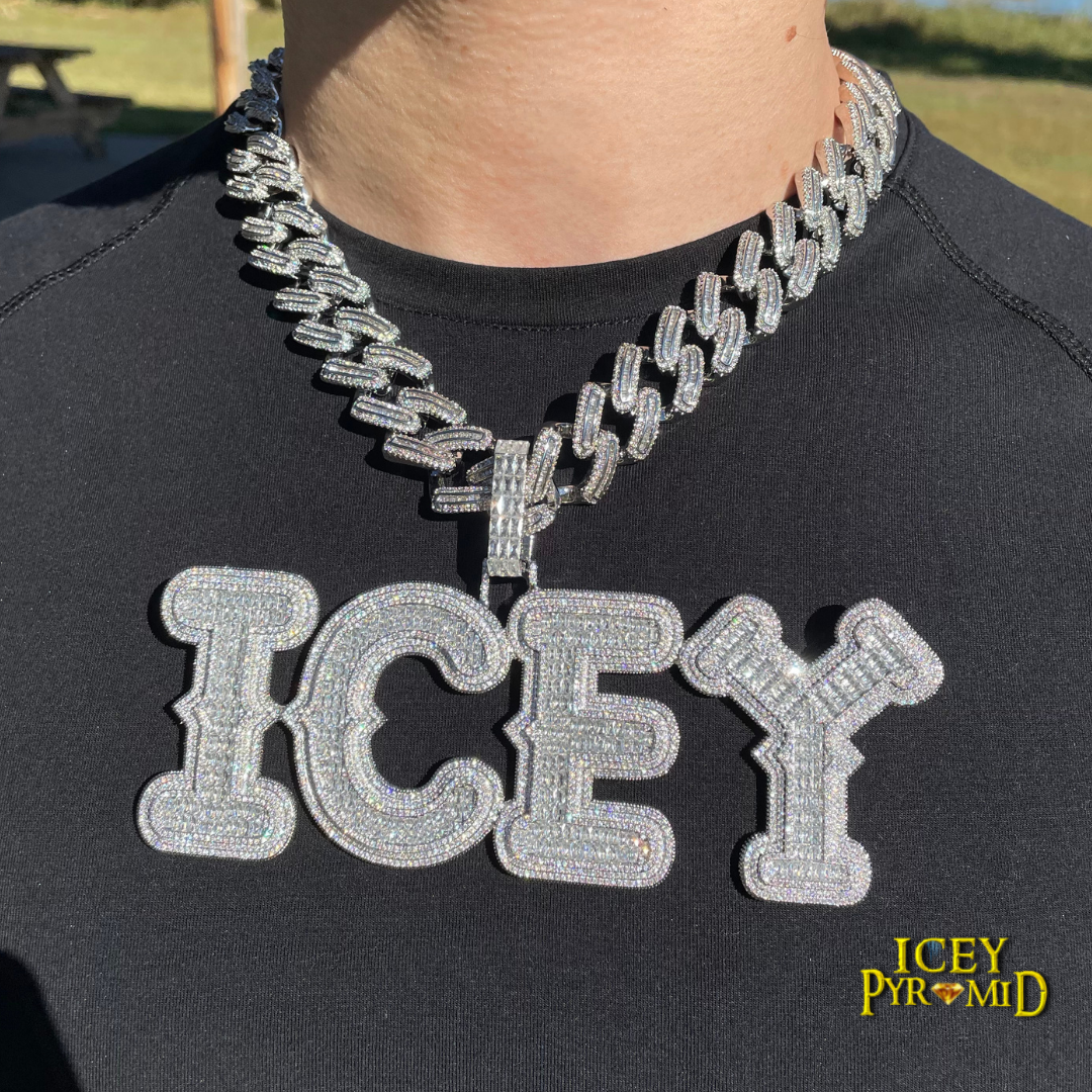 Baguette Cursive Two Layers Customized Iced Out Chain