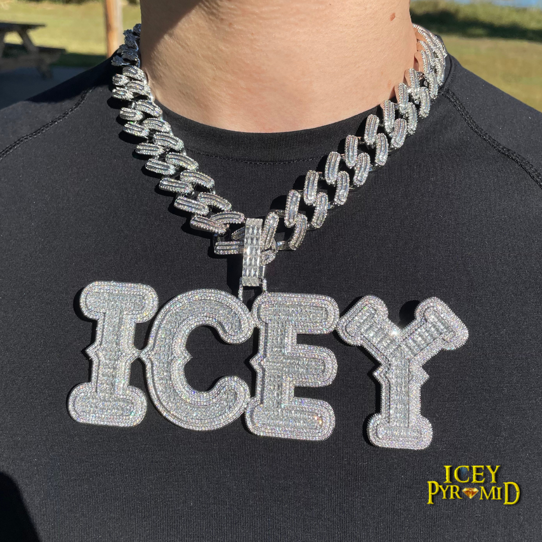 Cursive Iced Out Personalized Custom Name Necklace Pendant