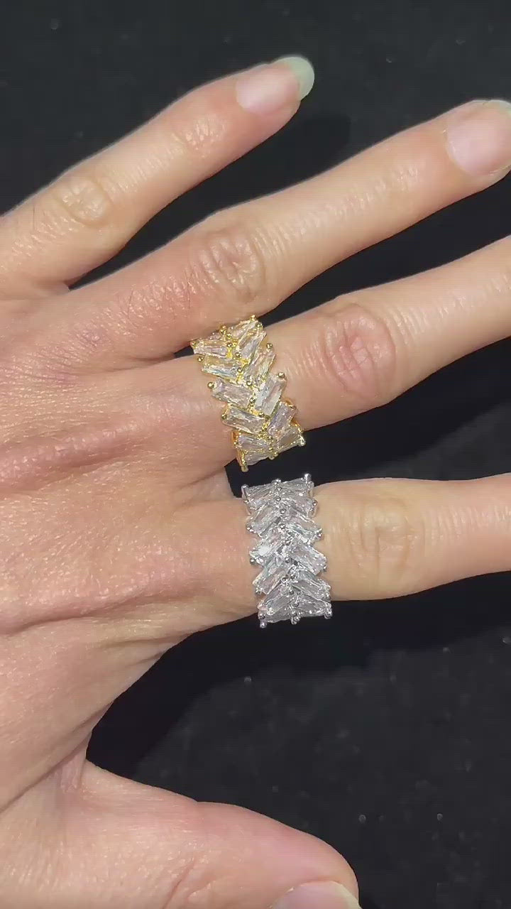 Baguette Edition Full Diamond Cluster Luxury Ring