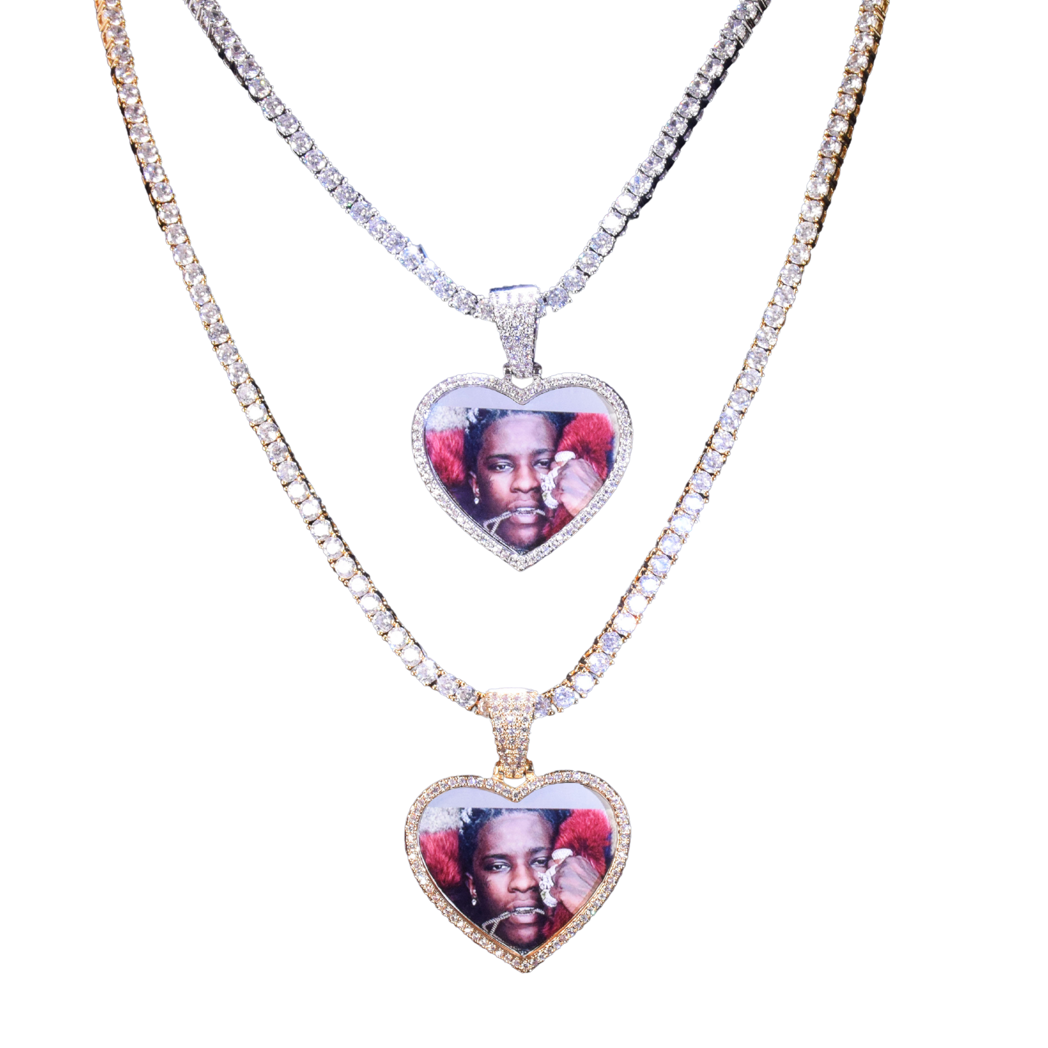 Heart Tennis Bail Solid Back Custom Photo Picture Pendant Necklace