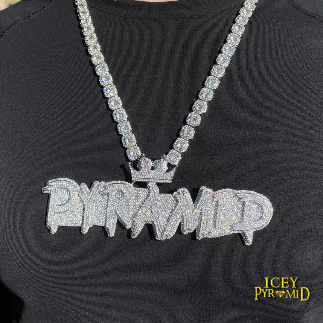 White Gold Edition Crown Bail Rapper Bling Luxury Custom Pendant