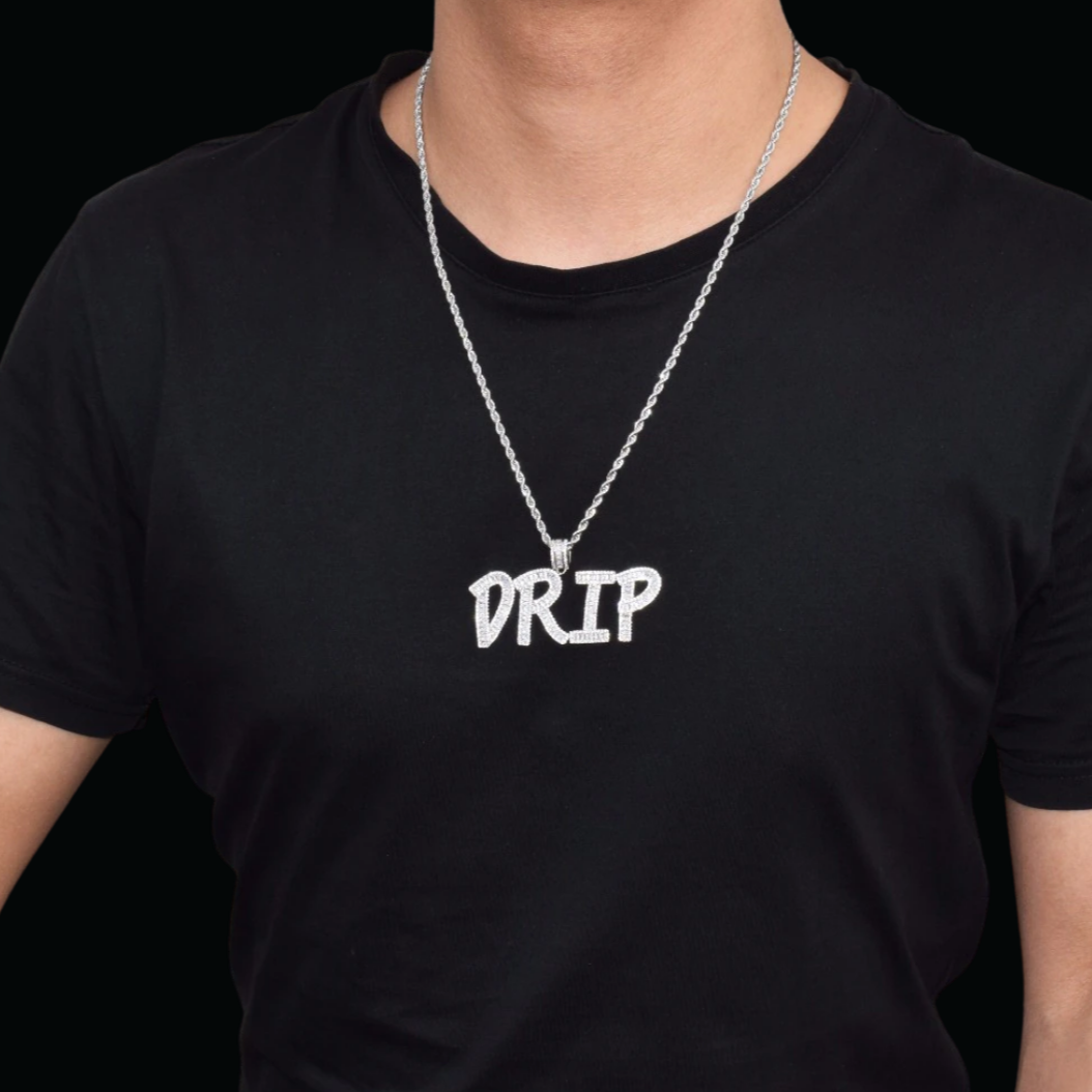 Italic Font Iced Out Personalized Custom Name Necklace Pendant