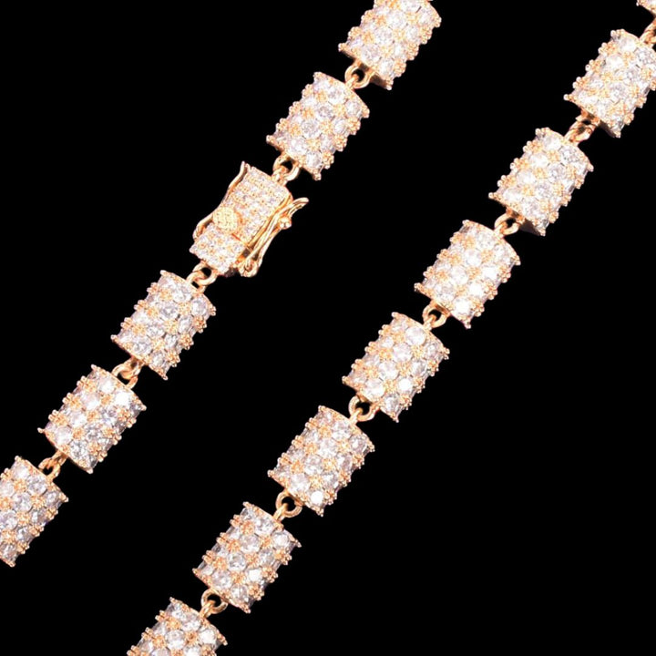 10MM Diamond Wheel Baguette Iced Out Diamond Necklace Chain