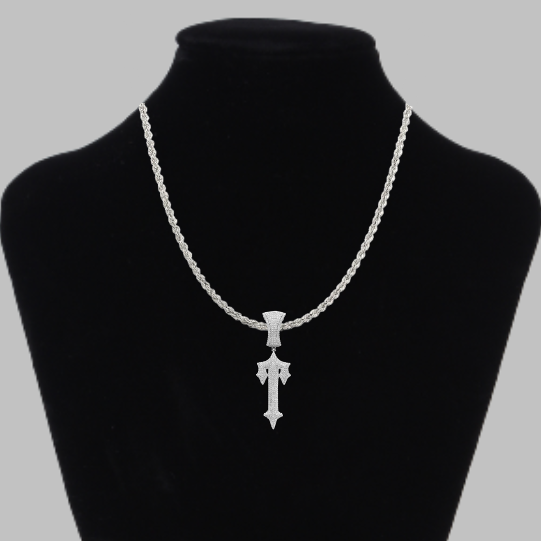 Cross Sword Edition Iced Out Diamond Pendant Necklace