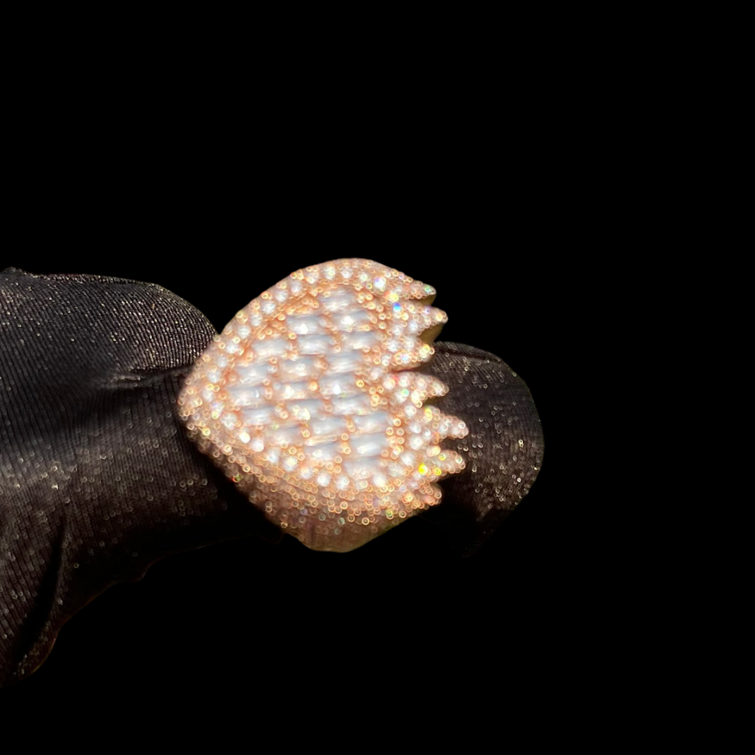 Flamy Heart Iced Out Diamond Ring
