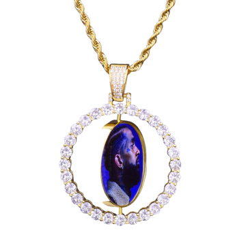 Rotating Double-Sided Medallions Spinning Custom Photo Picture Pendant Necklace