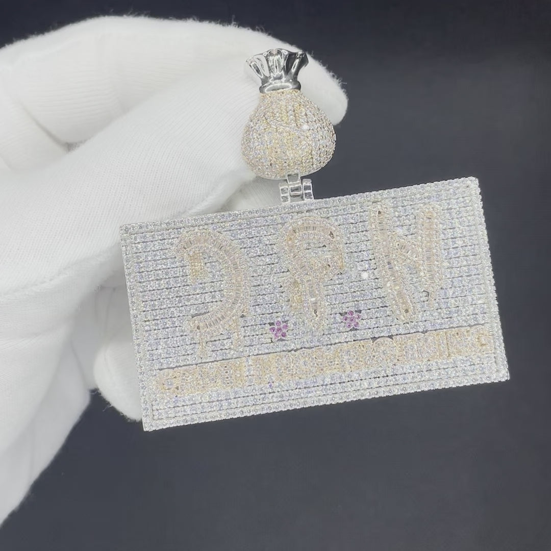 CFN Came From Nothing v2 Money Bag Bail Iced Out Letter Diamond Pendant