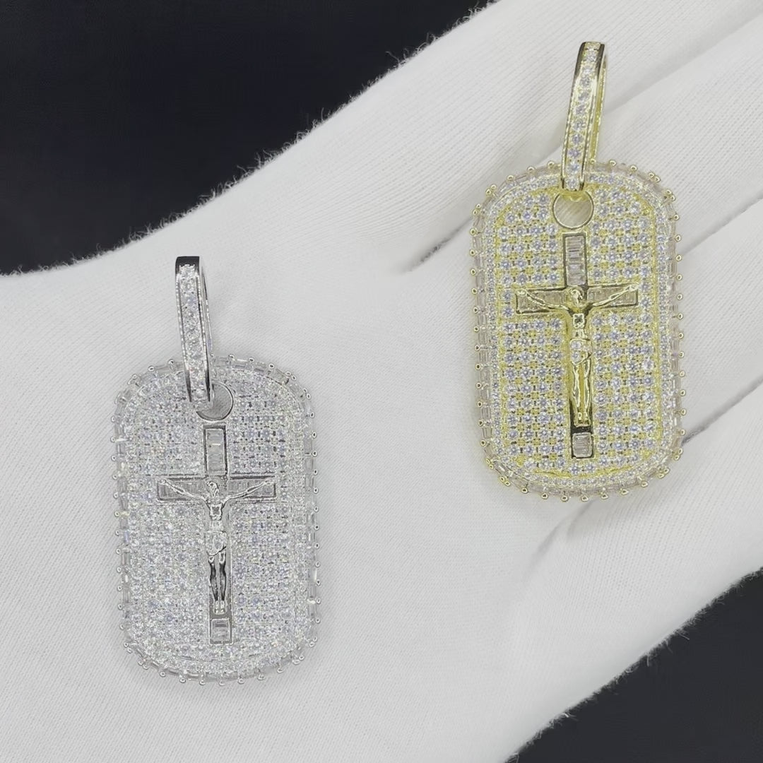 Military Style Jesus Cross Iced Out Diamond Pendant Necklace