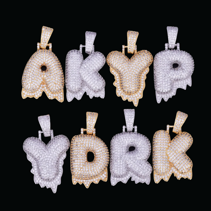 Drippy Letters Iced Out Personalized Custom Name Necklace Pendant