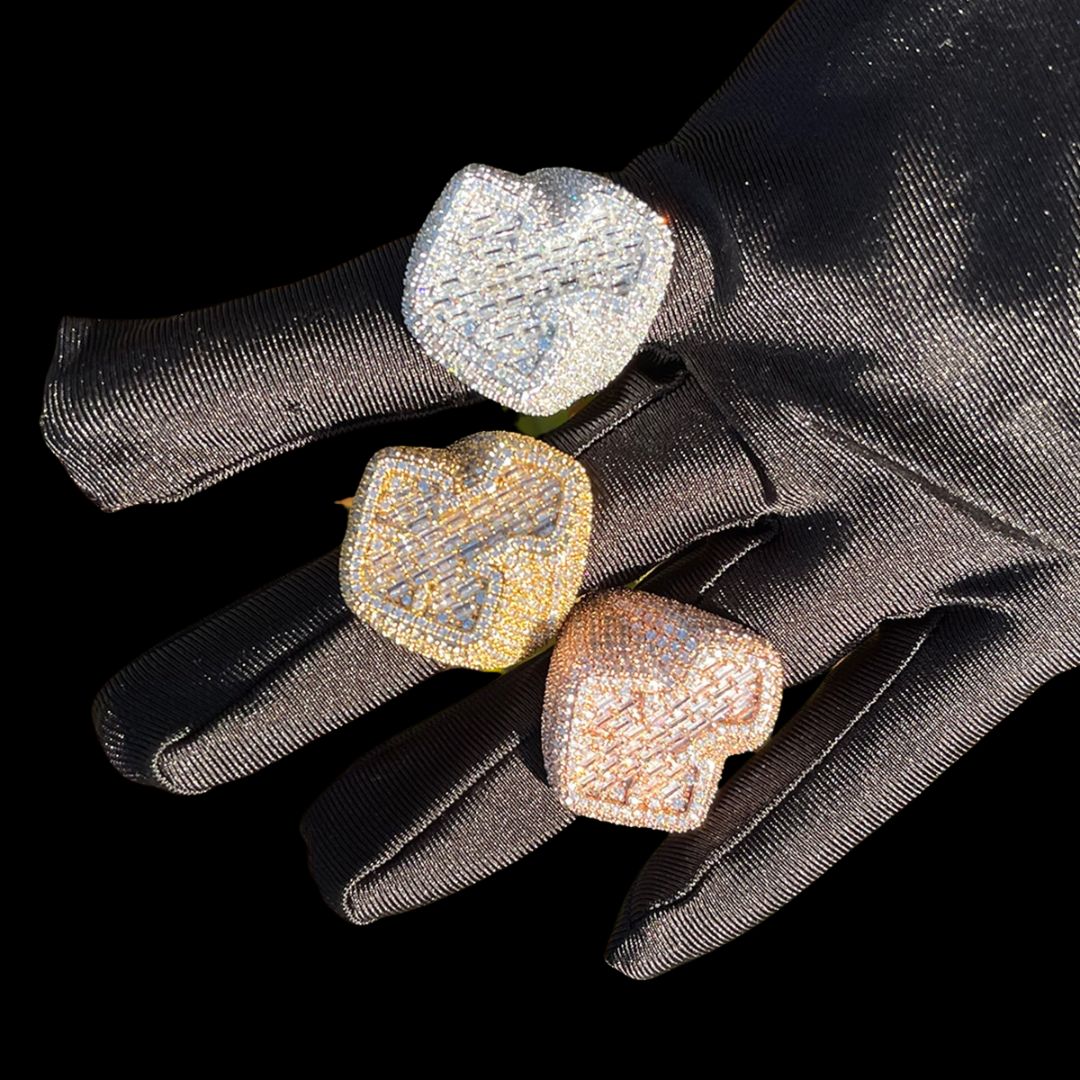 Cross Design Baguette Covered Iced Out Ring