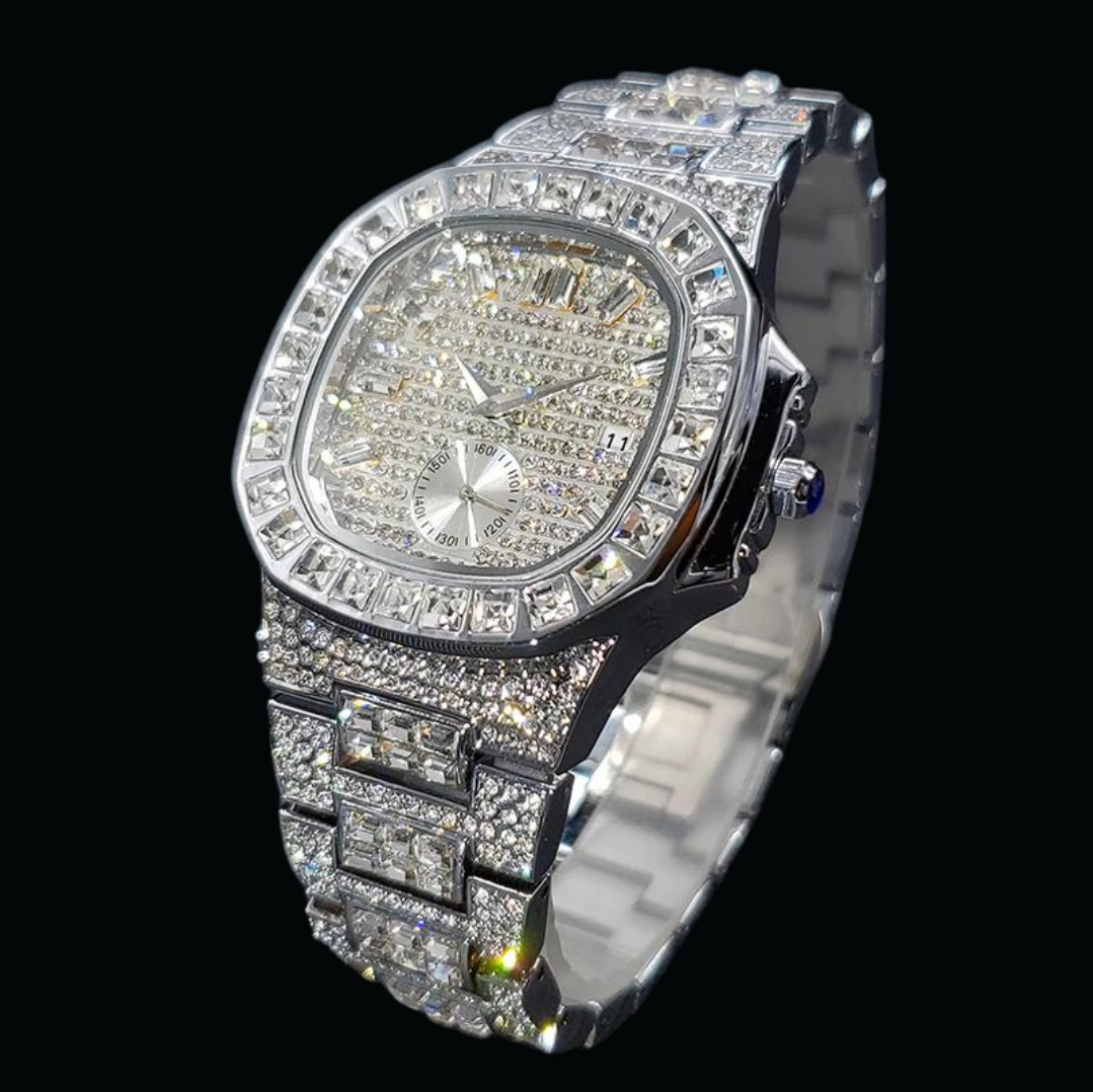 Luxury Date Special Minute Hand Iced Out Diamond Watch