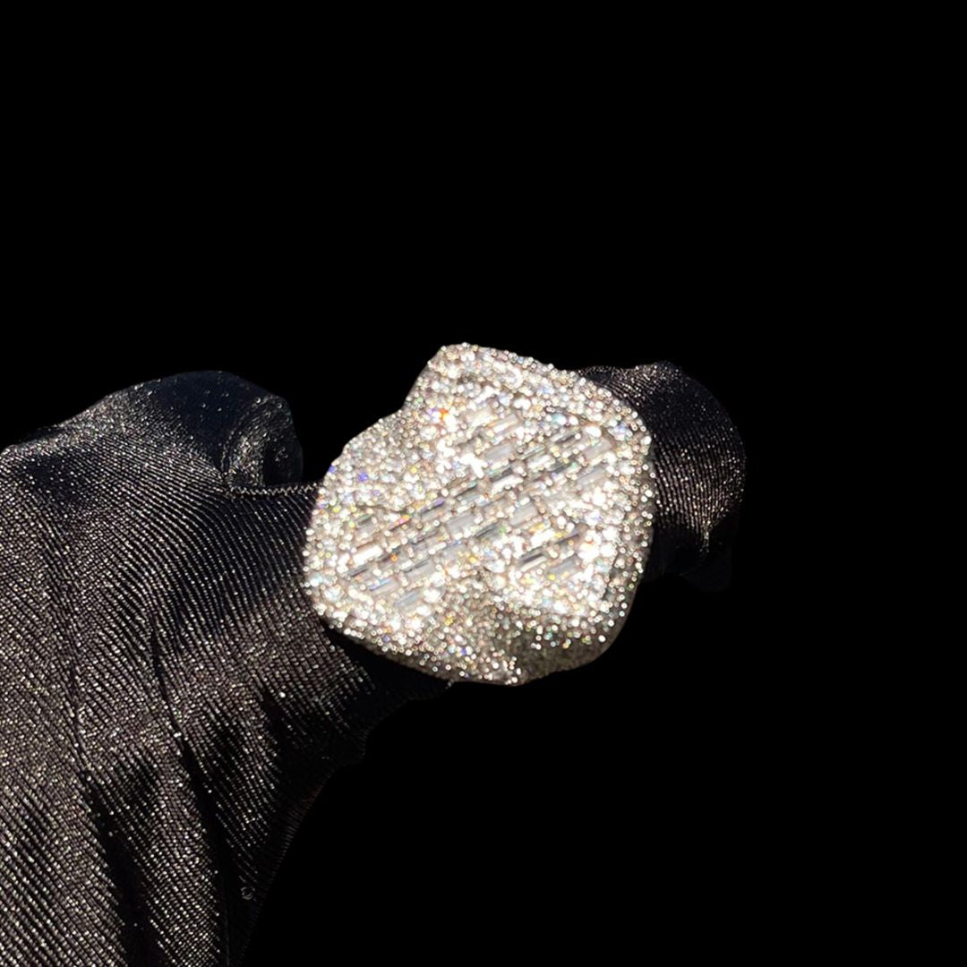 Cross Baguette Iced Out Diamond Ring