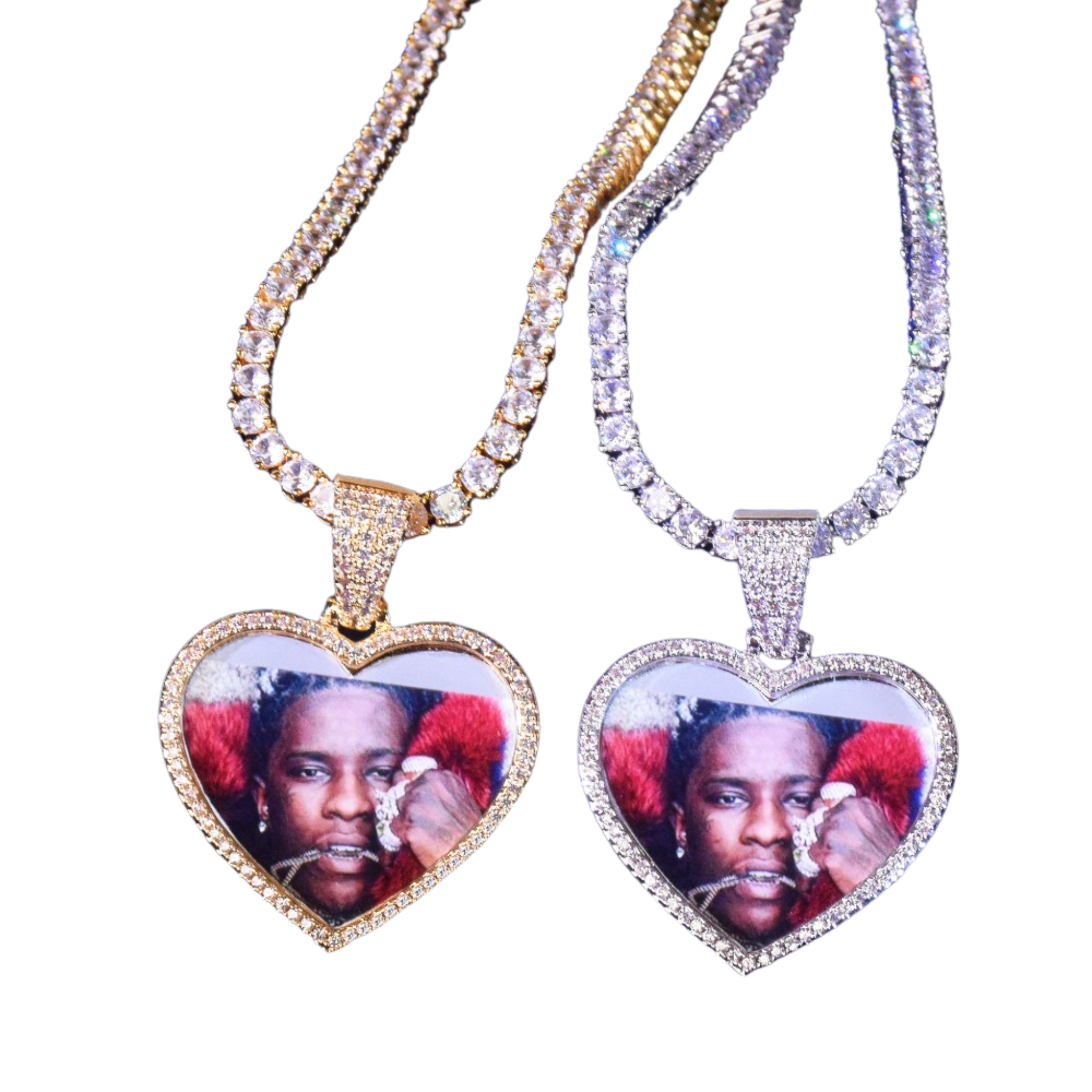Heart Tennis Bail Solid Back Custom Photo Picture Pendant Necklace