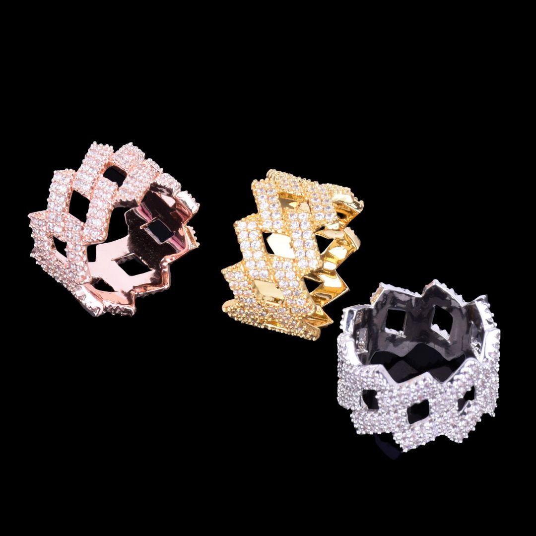 Crown Edition Miami Cuban Link Style Iced Out Ring