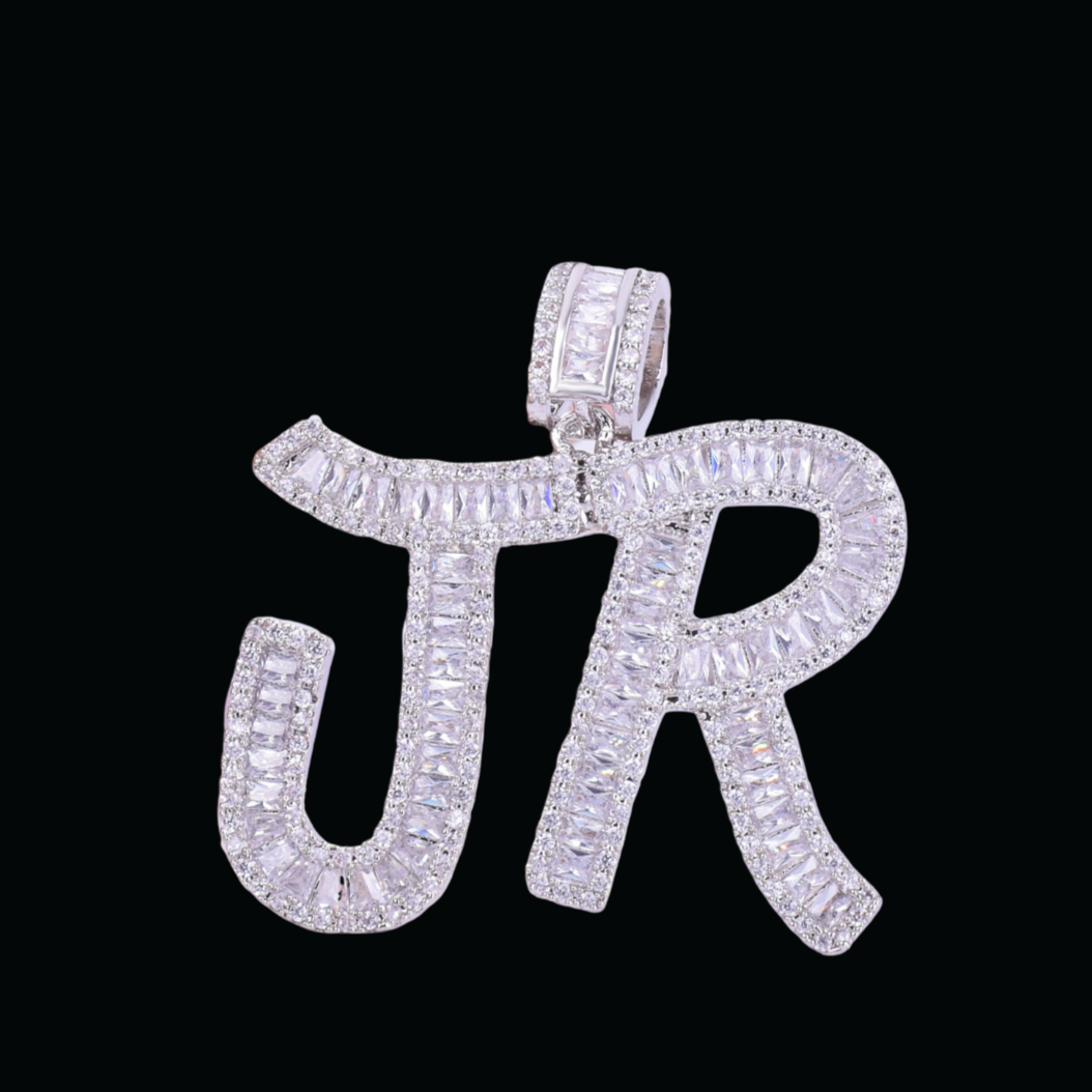 Italic Font Iced Out Personalized Custom Name Necklace Pendant