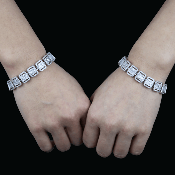 11MM Iced Out & Diamond Baguette Miami Cuban Chain Bracelet - Icey Pyramid