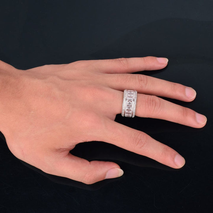 Baguette Cut Iced Out Diamond Ring