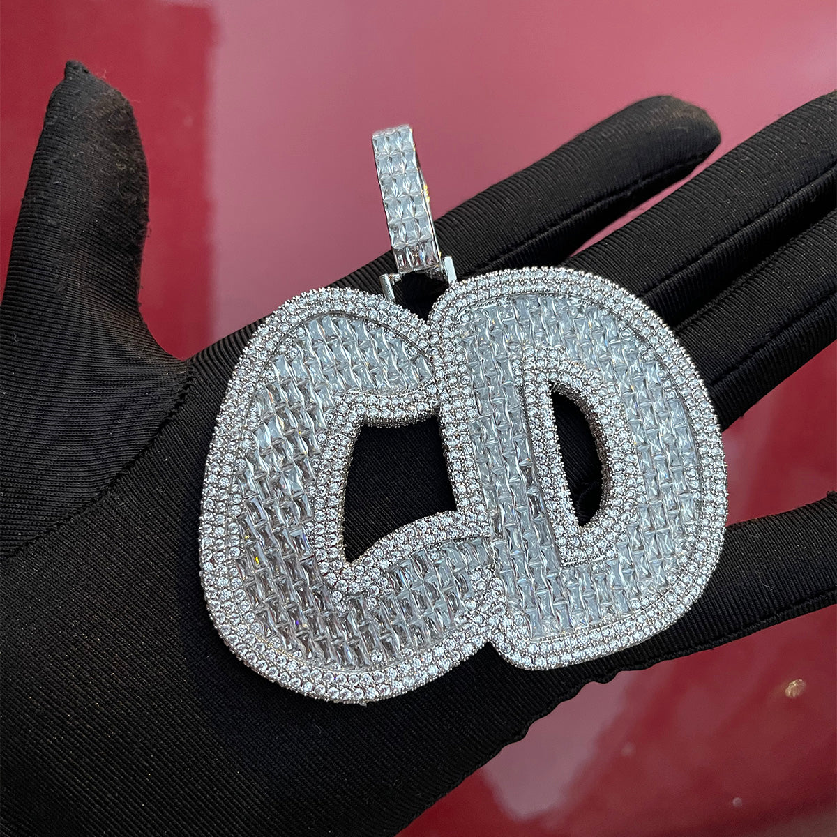 Luxury Personalized Big Baguette Name Letter Iced Out Diamond Custom