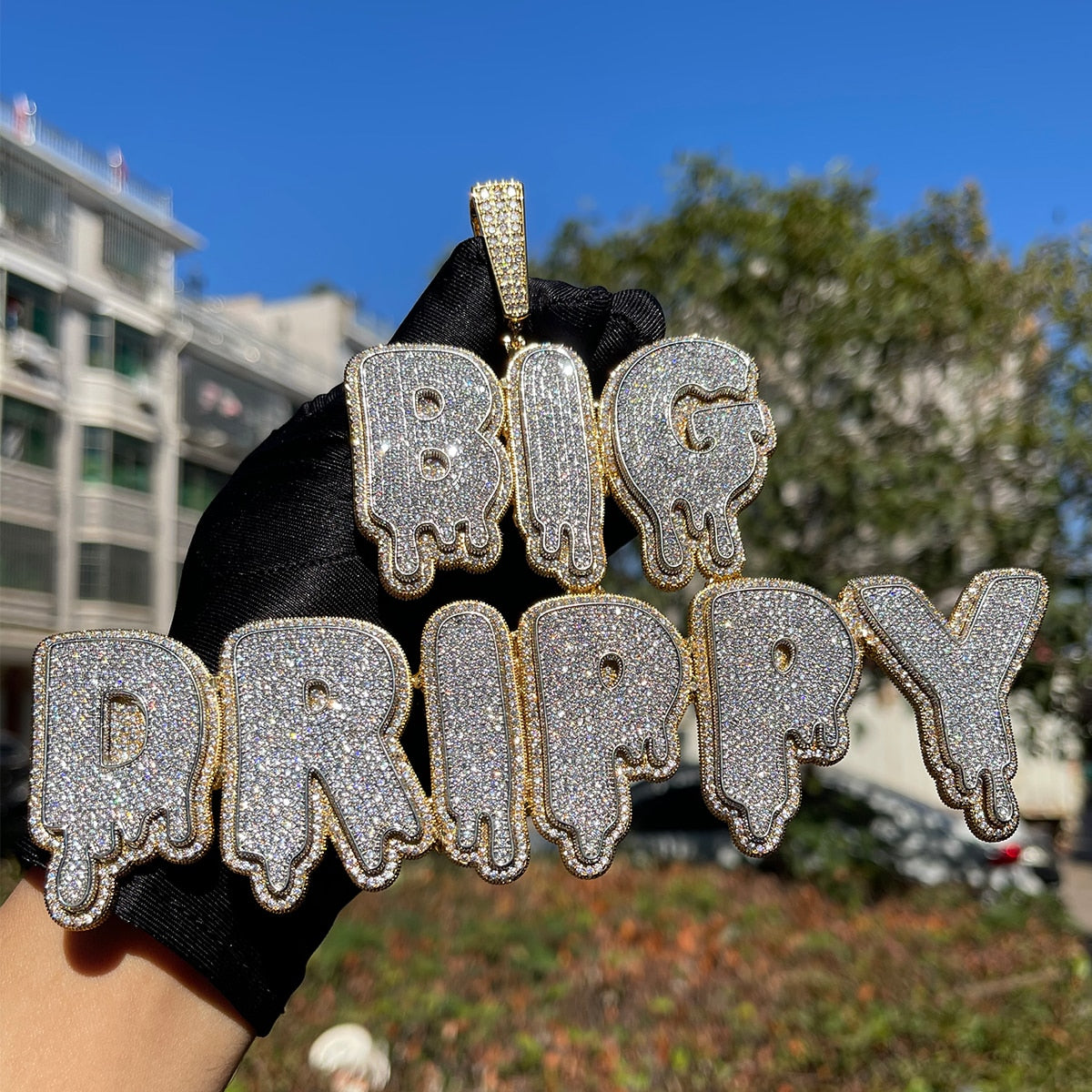 Drip and Shine Iced Out Personalized Name Custom Necklace Pendant