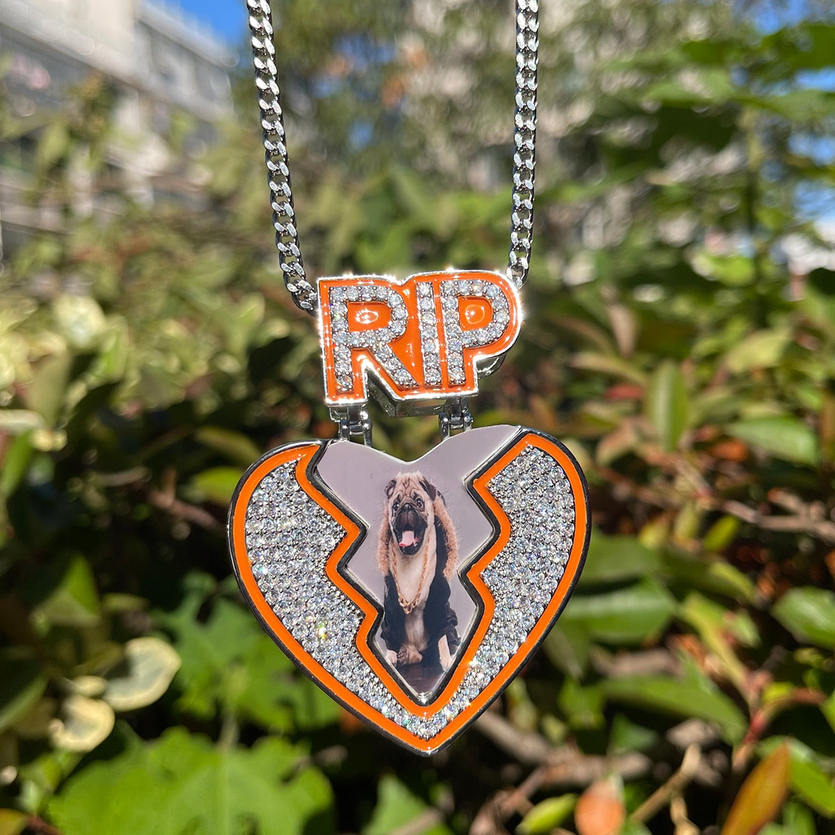 Heart Rip Women Broken Heart RIP Bail Glow In Dark Custom Photo Picture Pendant Neckla ...