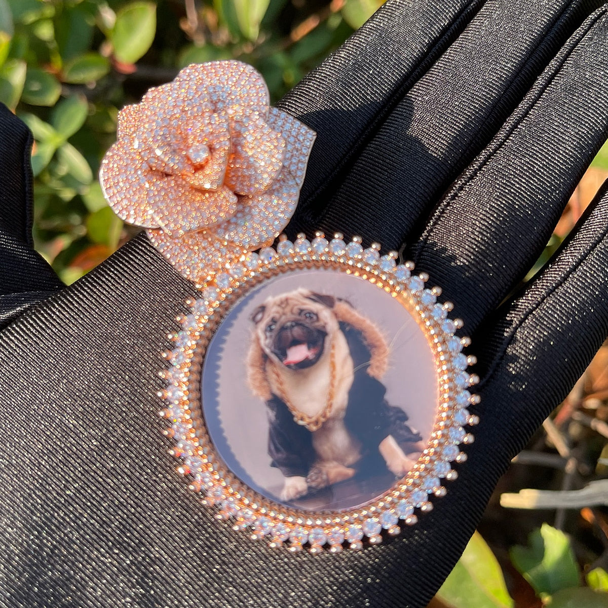 Luxury Rose Flower Bail Special Personalized Photo Pendant