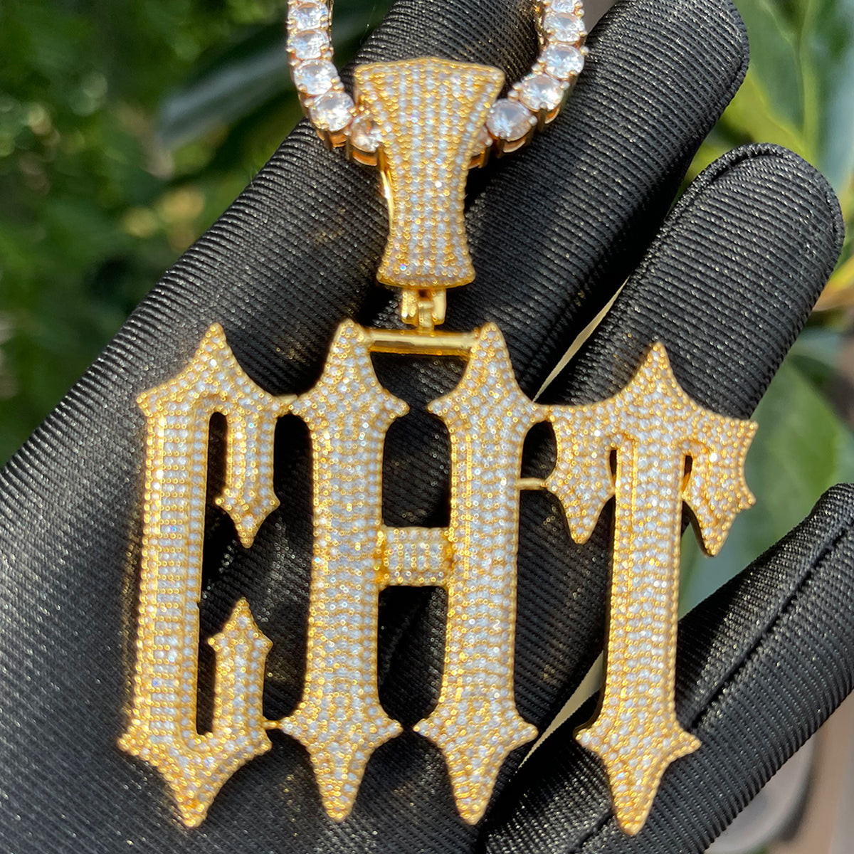 Vampire Rapper Star Rock Iced Out Personalized Custom Name Necklace Pe ...