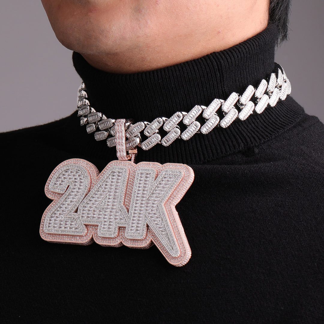 Lux Design Two Layers Iced Out Personalized Custom Name Necklace Pendant