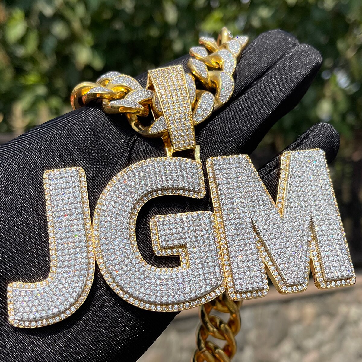 Two Layers Solid Back Clear Font Iced Out Custom