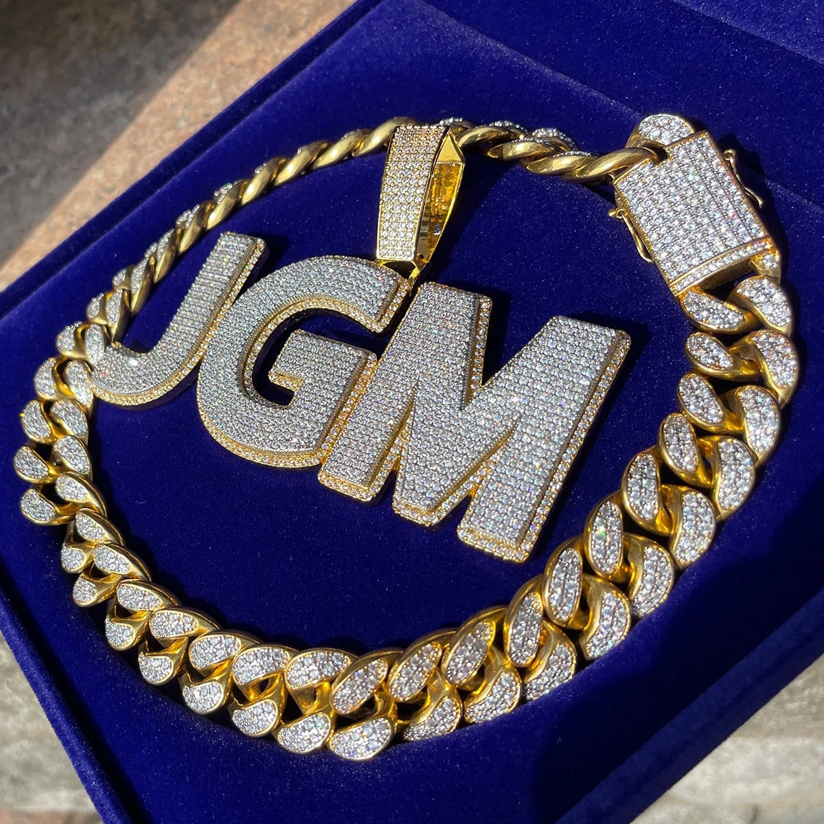 Two Layers Solid Back Clear Font Iced Out Custom