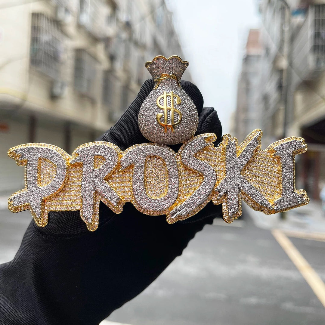 Ultra Money Bag Bail Iced Out Personalized Custom Name Necklace Pendant
