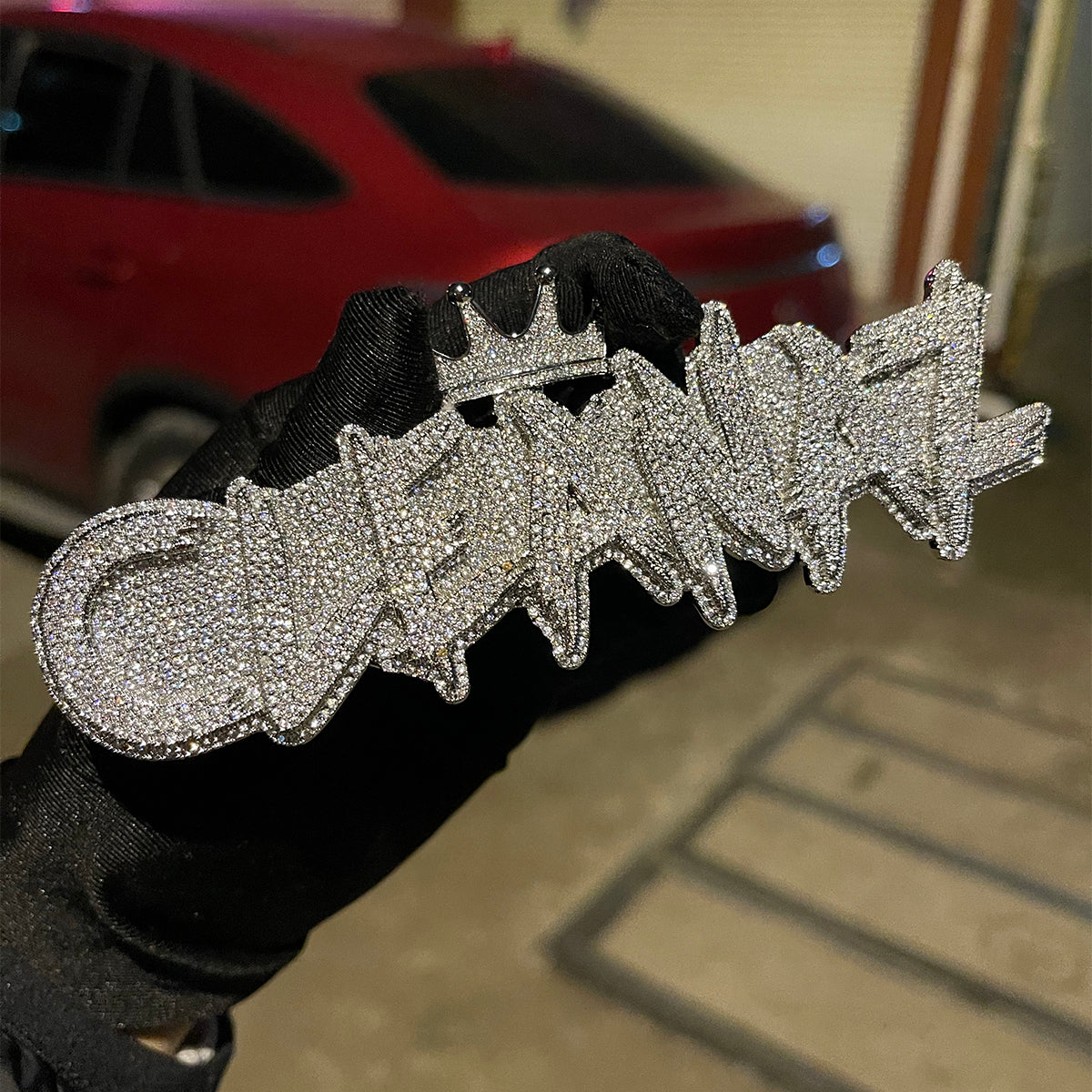 White Gold Edition Crown Bail Rapper Bling Luxury Custom Pendant