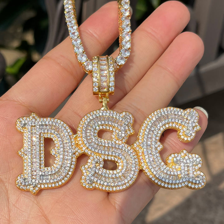 Sharp Attention Iced Out Personalized Custom Name Necklace Pendant