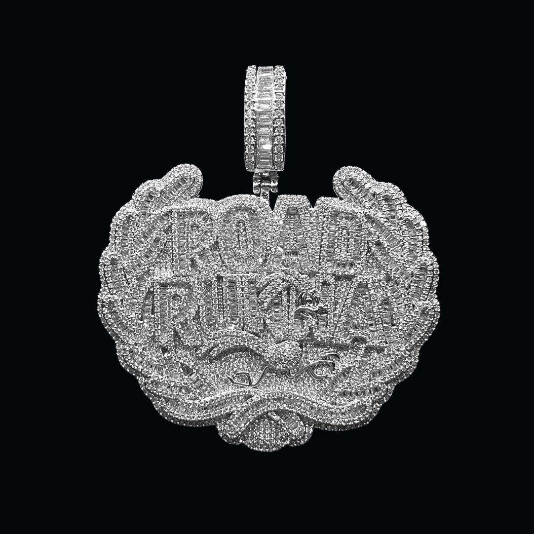 Road Runna Two Tone Color Badge Iced Out Pendant