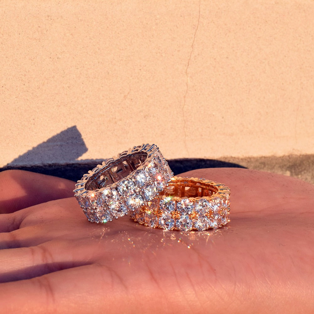 Shine w Tennis Edition Two Rows Solitaire Couples Luxury Rings